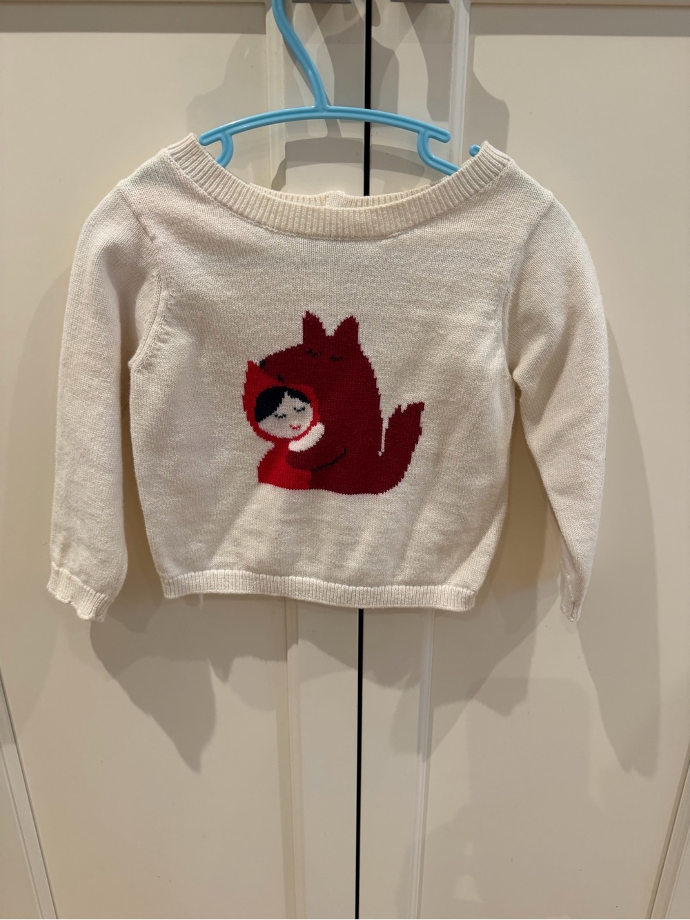 Jacadi 18m Cream Knit Red riding hood Fox sweater